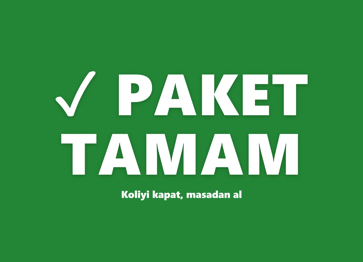 Paketleme istasyonu tam ekran onay: PAKET TAMAM, koliyi kapat masadan al